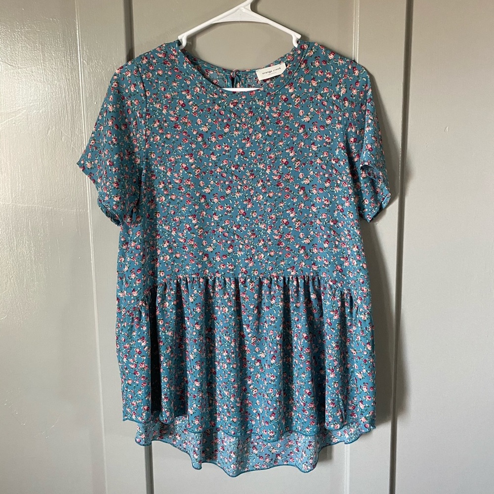 100% polyester, floral blouse